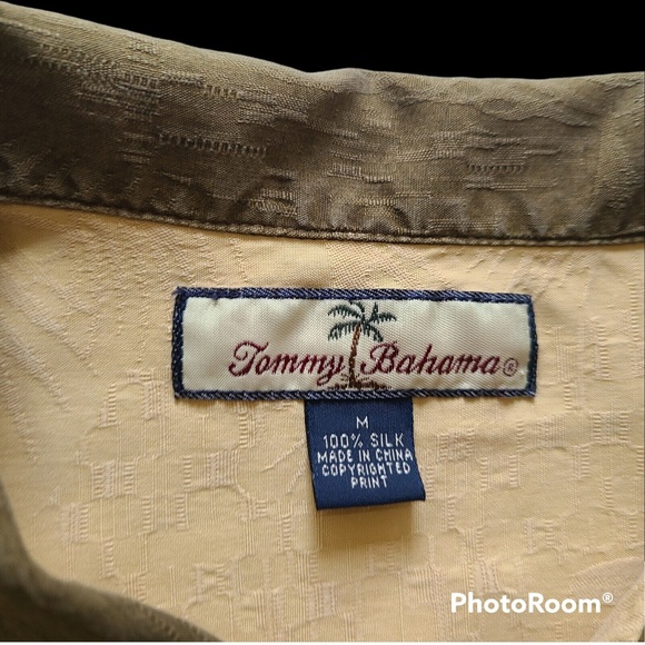 Tommy Bahama Men's Silk Palms Hawaiian Shirt Size M Golden Green Tropical Summer - Picture 3 of 12